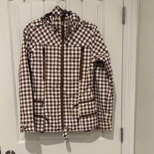 Burton Brown and White Checkered Ski Jacket. Worn once.